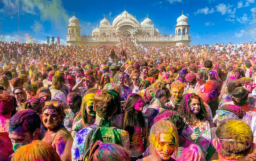 होली; Holi Festival Utah United States Sri Radha Krishna Temple Spanish Fork Utah United States